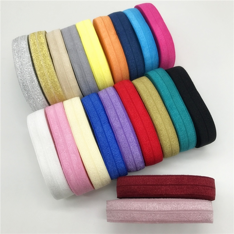 5yards 5/8\ 15mm Elastic Ribbon Gloss Fold Over Elastic Spandex Satin