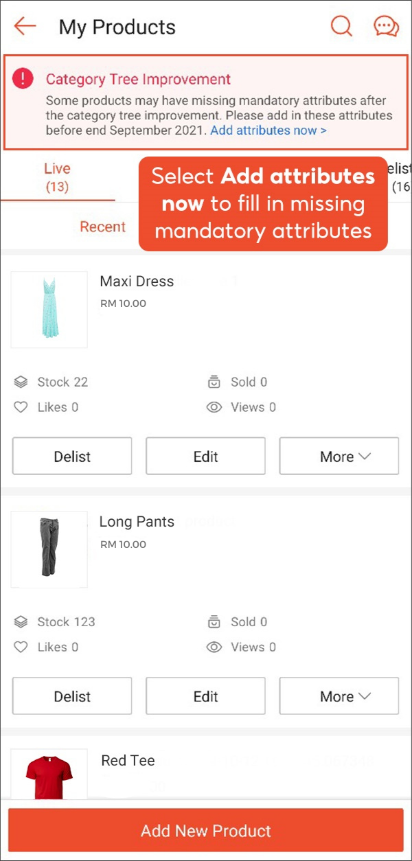 Filling in missing mandatory attributes  Shopee MY Seller 