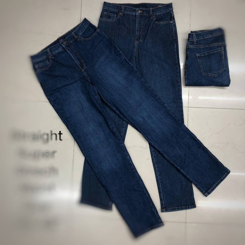 Jeans Straight Cut Blueblack Plussize Jeans Murah Jeans Blueblack Seluar Straight Cut Women Jeans Shopee Singapore