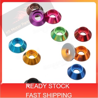 READY STOCK 10PCS Complete set Alloy Cup Head Hex 6MM Screw Gasket Washer Nuts Aluminium Multi Color