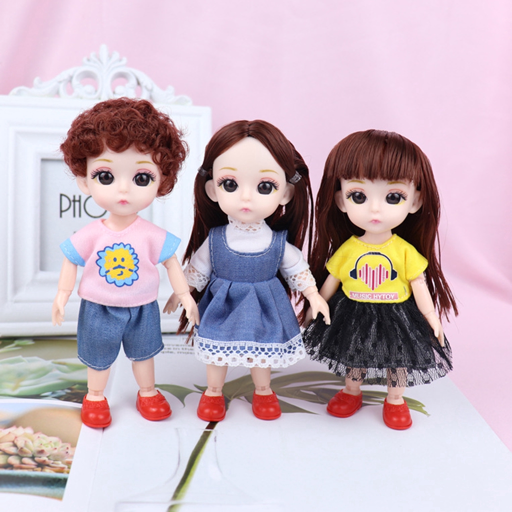 Mobile Jointed 14 Joints 1/12 Baby Doll 3D Eyes Dolls Toy DIY Accessoires 