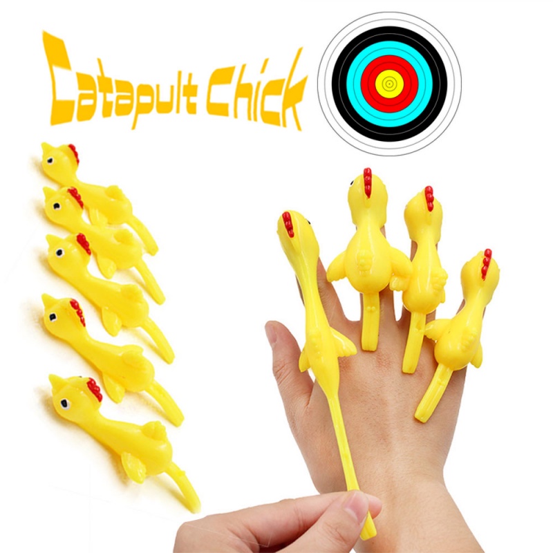10Pcs Catapult Turkey Chick Hand Tricky Slingshot Soft Sticky Funny Fidget Anti Stress Toys