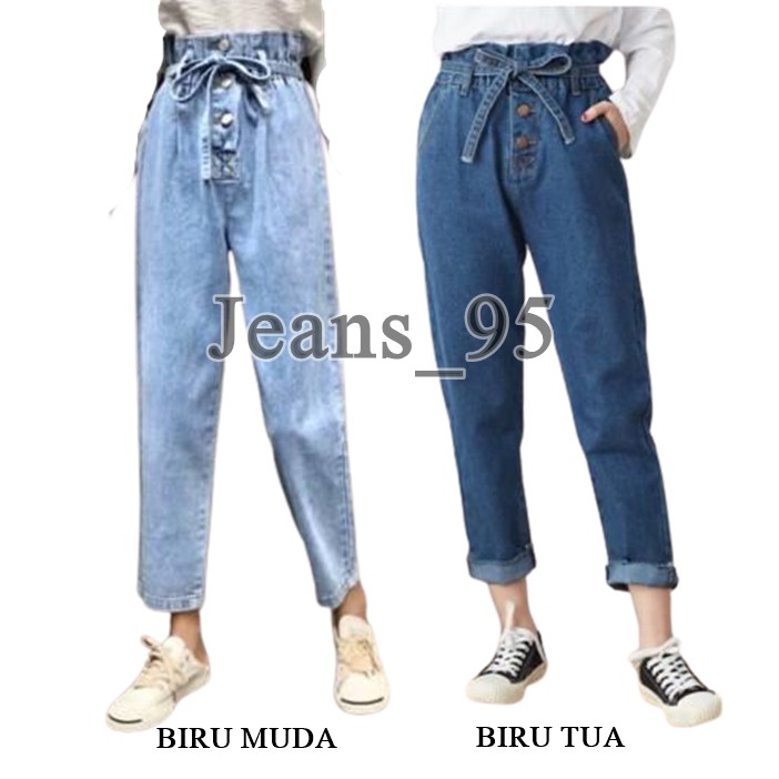 Pants Boyfriend Jeans Drawstring Waist Rubber Jn52 Jeans Boyfriend Women New Girl Denim Jeans Shopee Singapore