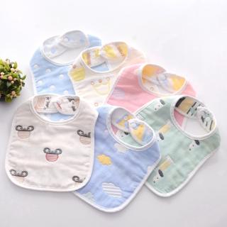 Fashionfox [Six-layer yarn U-shaped bib] Newborn Bib meal pocket U-shaped baby gauze mouth towel pure cotton