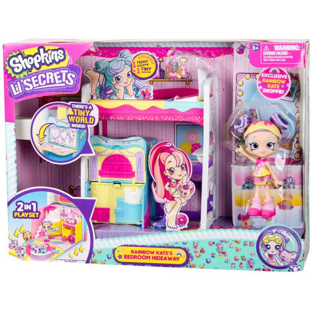 Shopkins Lil Secrets RAINBOW KATE'S BEDROOM HIDEAWAY Playset (ORI