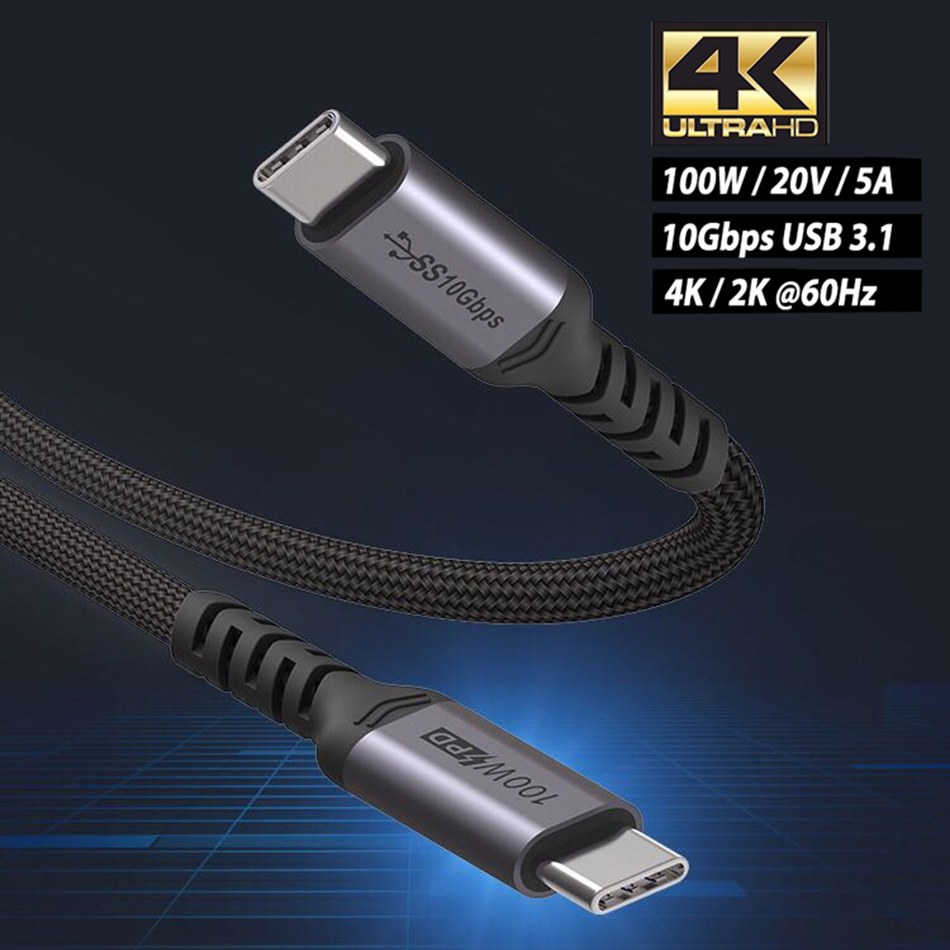 USB C to USB C 3.1 Gen 2 Cable Video Cable, Type C PD 100W 5A Fast ...