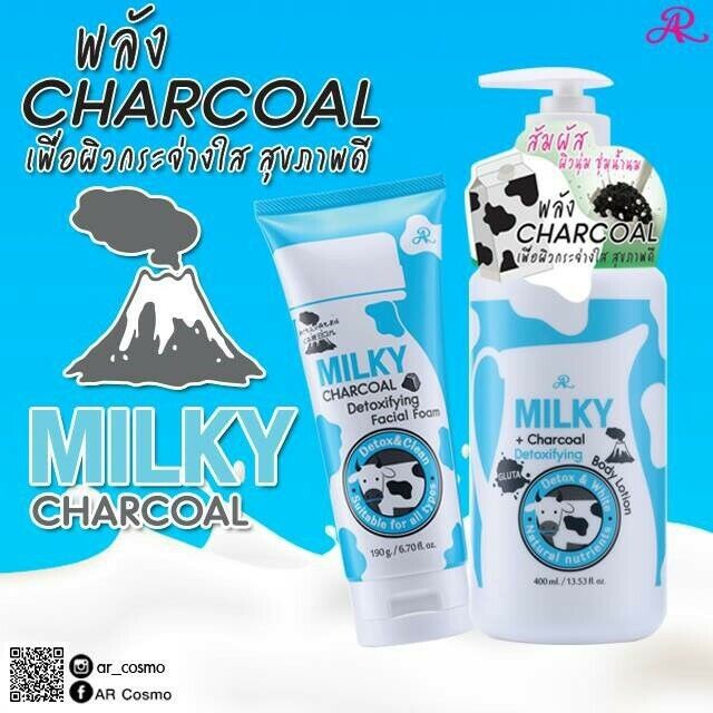 milky charcoal detoxifying facial foam