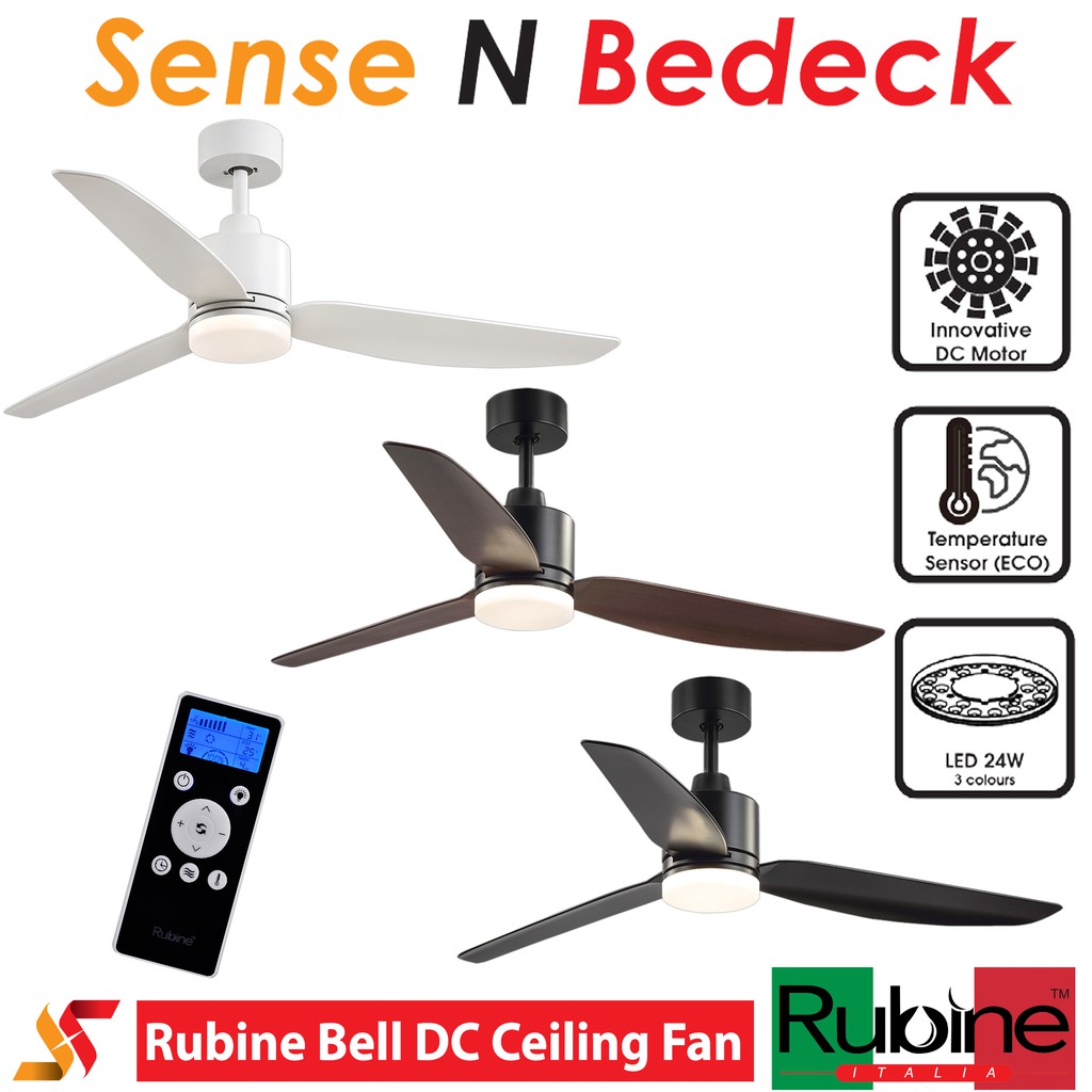 Rubine Bell Ceiling Fan With 24w Light Kit And 6 Speed Remote Singapore Warranty Singapore