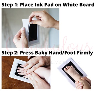 Baby Handprint Footprint Photo Frame No Ink Pad Inkless Infant Print Hand & Foot Stamp Newborn Pet Black White Keepsake #1