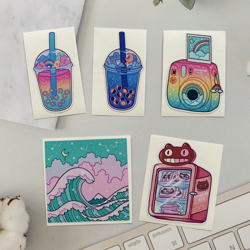 Cute Tumblr Insta Doodle Rainbow Polaroid Tumblr Drinks Cookie Fridge Vinyl Matte Waterproof Stickers Set E Shopee Singapore