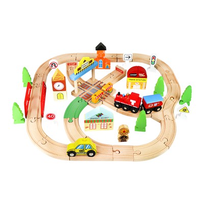 wooden car set tracks