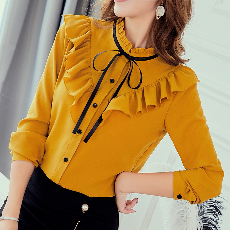 yellow blouse with bow