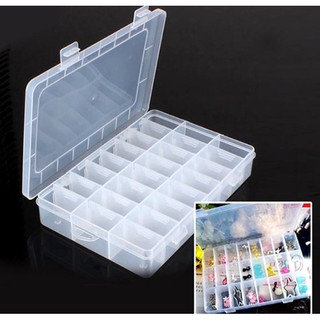 Image of 24 Compartment Storage Box Practical Adjustable Plastic Case for Bead Rings Jewelry Embroidery Floss Display Organizer