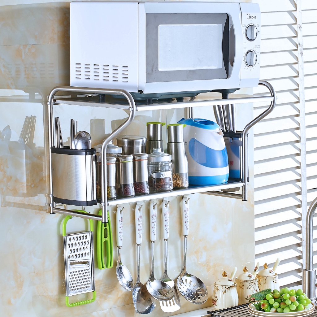 Keluli Tahan Karat Ketuhar Gelombang Mikro Rak Dapur Rak Keluli Tahan Karat Ketuhar Gelombang Mikro Rak Dapur Rak