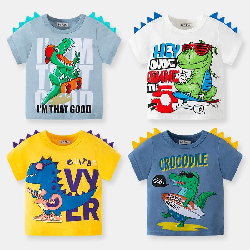 Baby Boys T-Shirt Kids New Cotton Summer Top Dinosaur Animal Age 0-24 Months 
