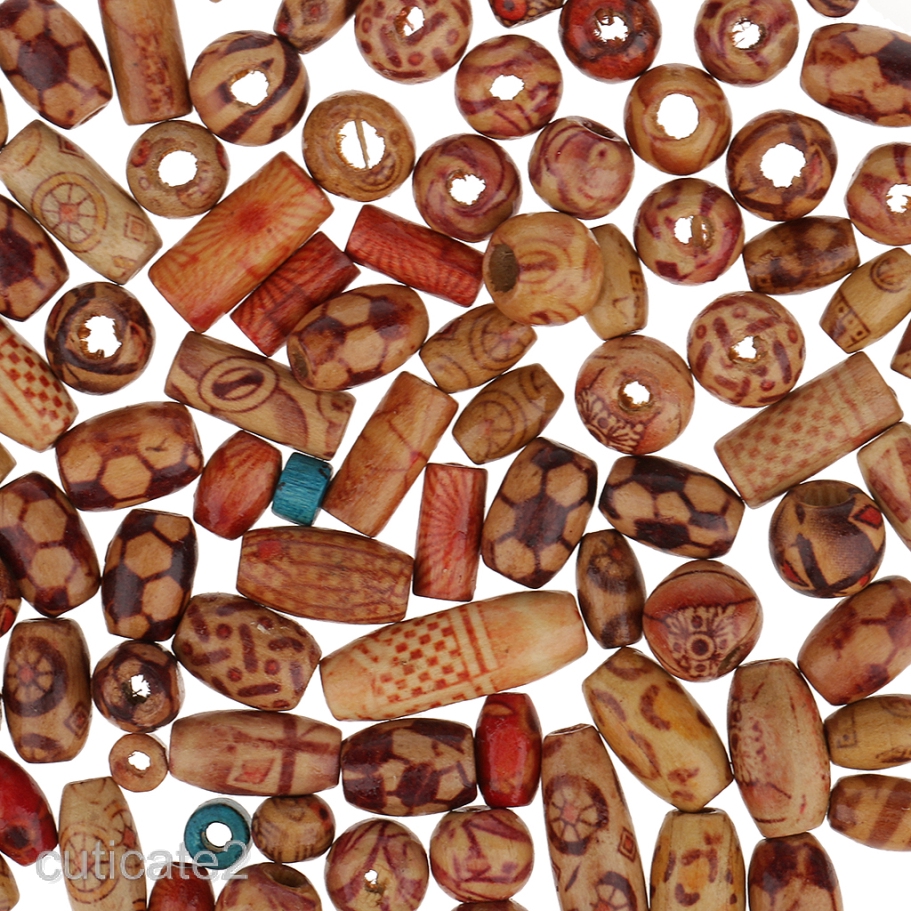 100pc Mixed Wooden Beads Jewelry Making Loose Spacer Charms Craft