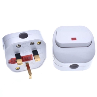 13A 13 Amp Switched Mains Plug White Red Neon Indicator Light M0M6 #5