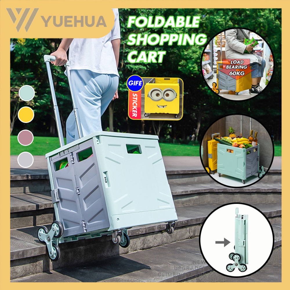 【Free Shipping】Folding Trolley Foldable Box Shopping Cart Box Trolley Market Trolley (8 Wheel