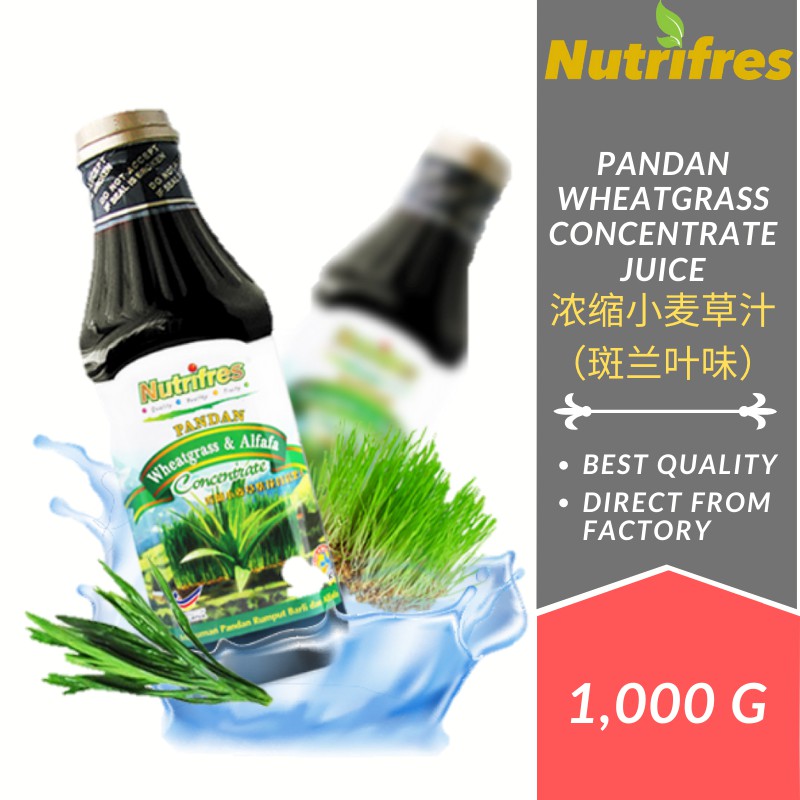 Nutrifres Pandan Wheatgrass Fruit Juice Concentrate / Cordial (1 Liter