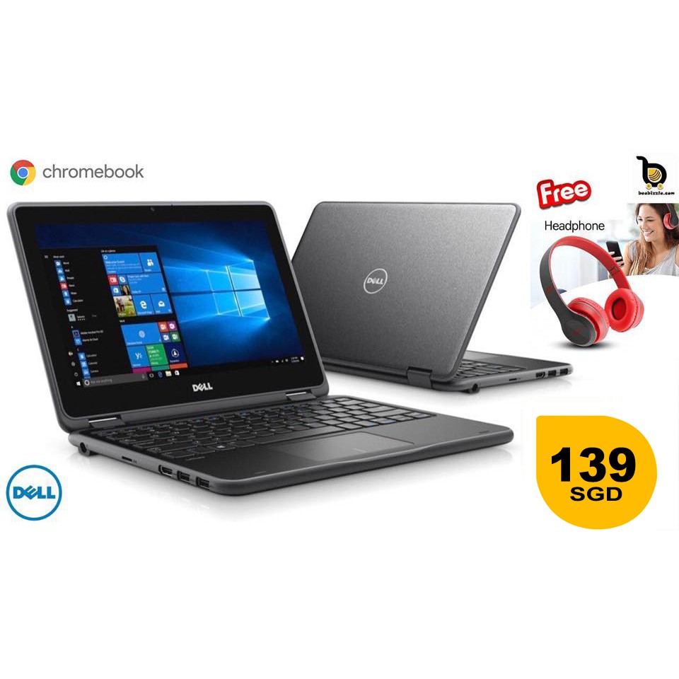 Dell Chromebook 11 Intel Celeron Processor 4gb Ram 16gb Ssd 11 Inch Hdmi Port Web Camera Os Google Chrome Black P Shopee Singapore