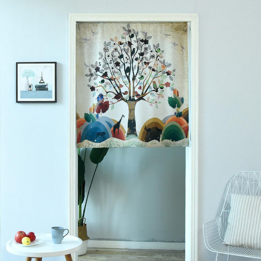 Curtain 100 X 80cm Plants Digital Printed Sheer Doorway Short