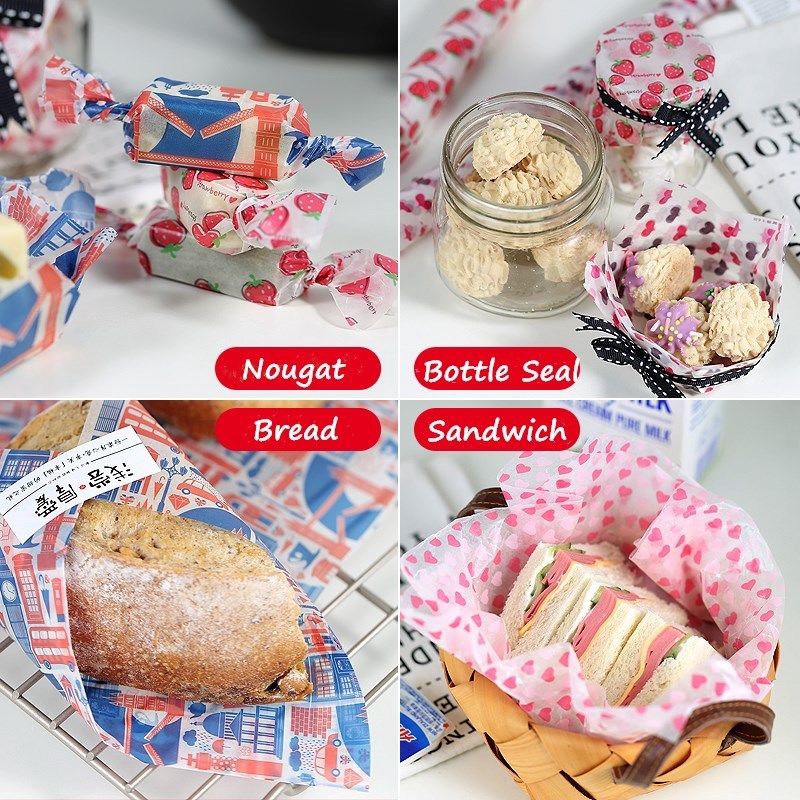 50Pcs/Lot Wax Paper Grease Paper Food Wrappers Wrapping Paper  Bread Sandwich Burger Fries Oilpaper Cake Dessert Pad