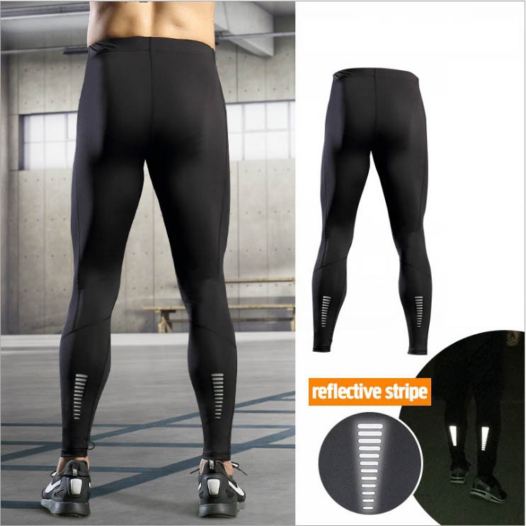 Ready Stock Men Fitness Compression Quick Drying Reflective Leggings Fitness Long Pants Shopee Singapore