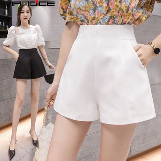 Image of In stock✨White shorts women's summer high waist a-character Slim loose wide legs wear black suit shorts