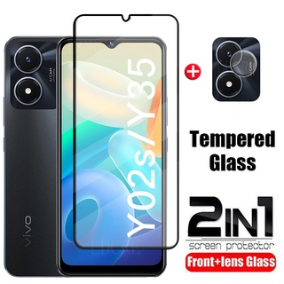 2in1 Full Cover Tempered Glass Screen Protector For VIVO Y02S Y35 Phone Protective Glass For VIVOY02S Y 02S Camera Lens Film