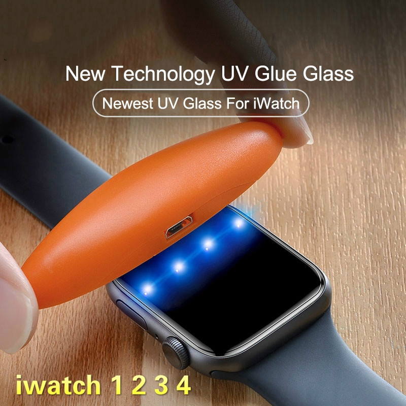 For Apple Watch 1 2 3 4 Series 3d Uv Full Glue Tempered Glass 38 42 40 44mm Screen Protector Shopee Singapore