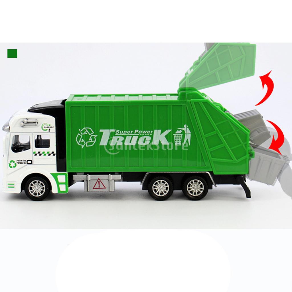 Details about   1:32 Garbage Truck Trash Can Bin Model Car Toy Vehicle Sound & Light Kids Gift 