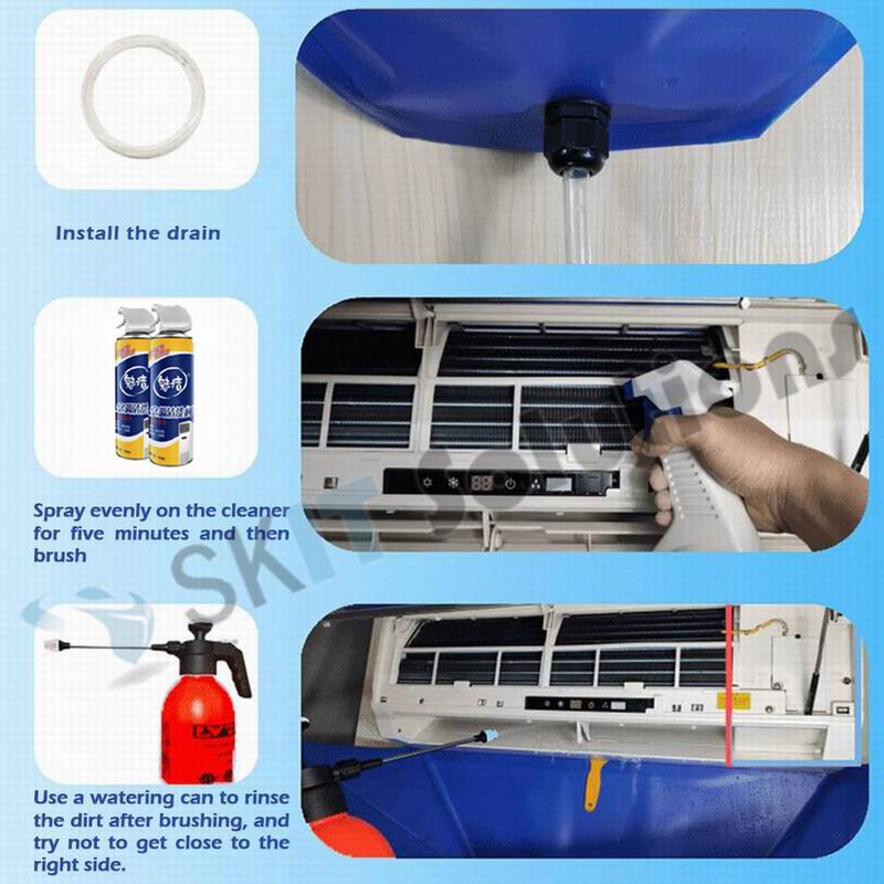 Air Conditioner Cleaning Kit Washing Cover+Pipe+Foam Spray+Sprayer