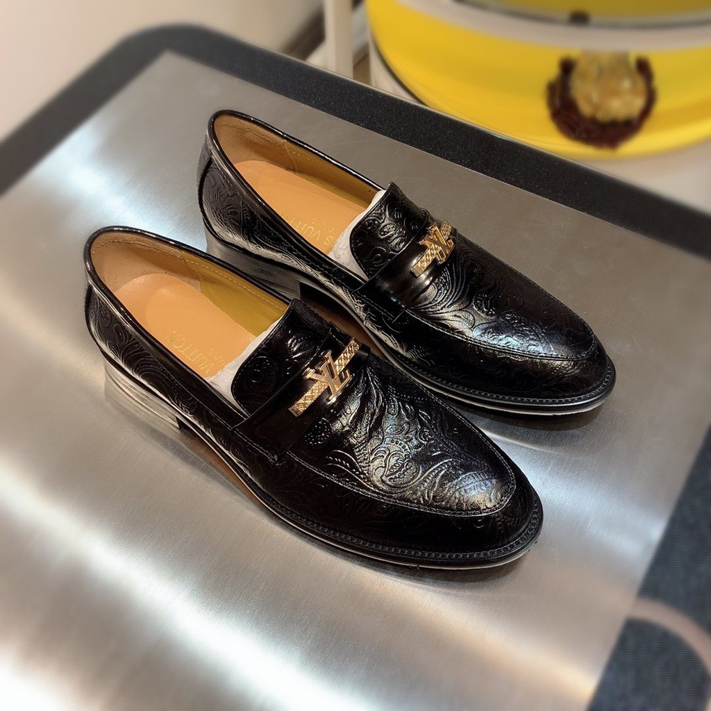 Original 2020 LV Louis Vuitton Men&#39;s Black Leather Loafers Casual Slip-Ons Shoes Size: 38-44 ...
