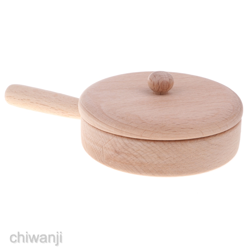 wooden toy kitchen pots and pans