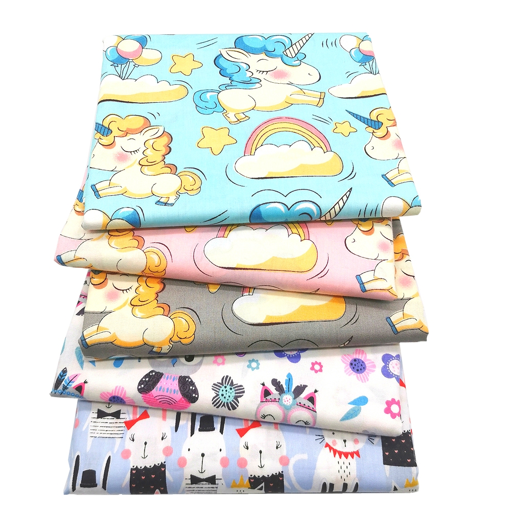 100% cartoon unicorn printed cotton fabric woven fabric home textiles DIY  pure cotton fabric | Shopee Singapore