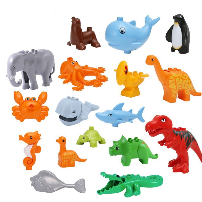 Dolphin Building Blocks Bricks Baby Toys Animals Elephant Dinosaur Penguin  Seal Compatible with Lego Duplo Animals | Shopee Singapore
