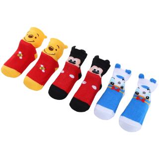 Cartoon Winnie Non Slip Baby Socks 3 Pairs Set with Non Skid Soles for 0-3 Years Infants Toddlers #7
