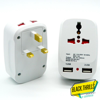 Universal Adapter / Travel Adapter 3 Pin Plug With 2 USB