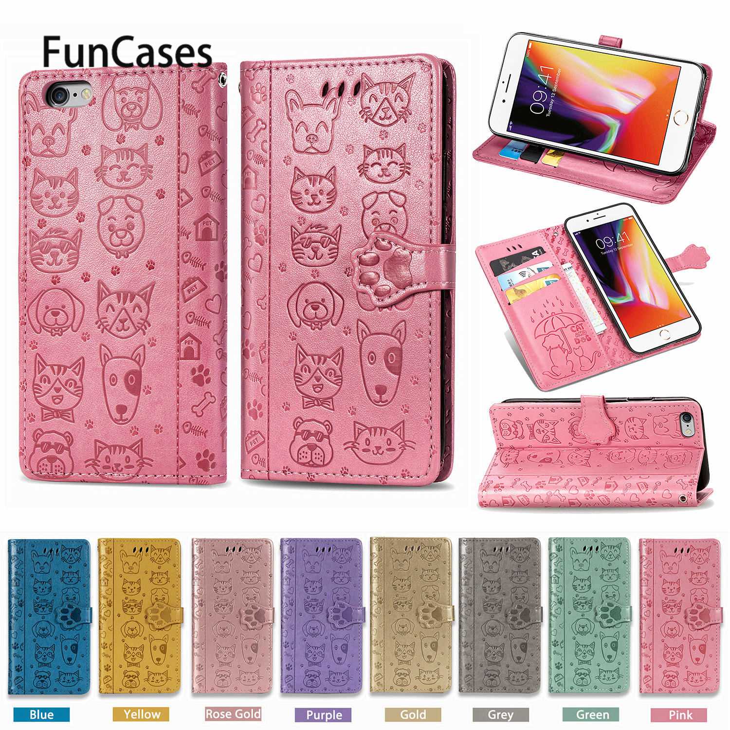 Cat And Dog Pu Leather Flip Wallet Case Cover Sfunda Iphone 6 Plus Sapple Iphone Armor 6s Plus Case Luxury Cases Fundas Shopee Singapore