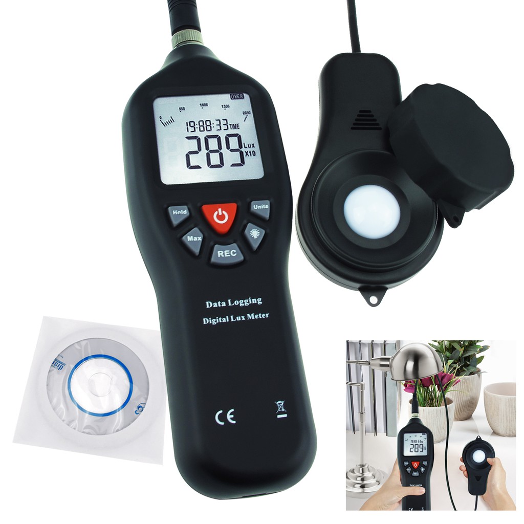 Digital Light Lux Meter with Data Logging Measurement Range 0 to