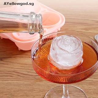 AYellowgod Silicone Molds for Ice Cube 4 Holes Rose Flower Shape Reusable Ice Cube Tray . #6