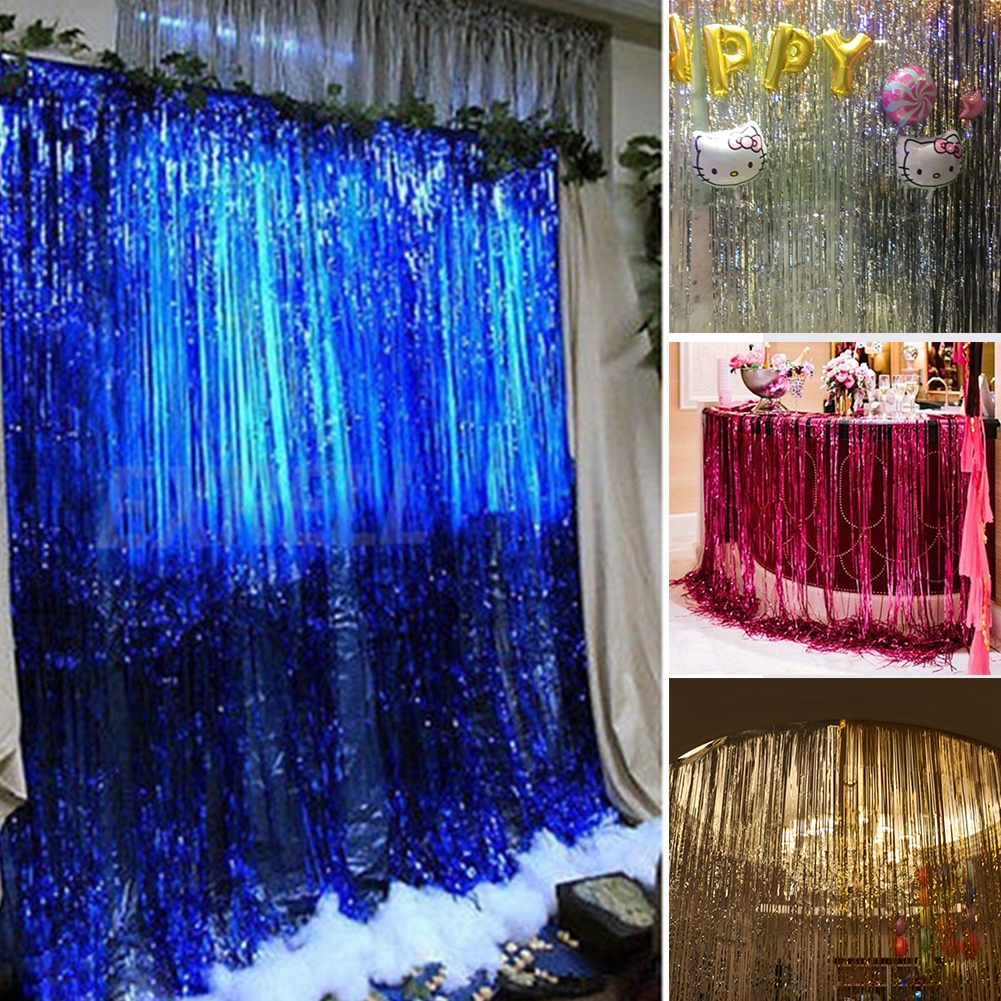 Metallic Gold Foil Fringe Doors Rooms Curtains Wedding Birthday Party Decoration