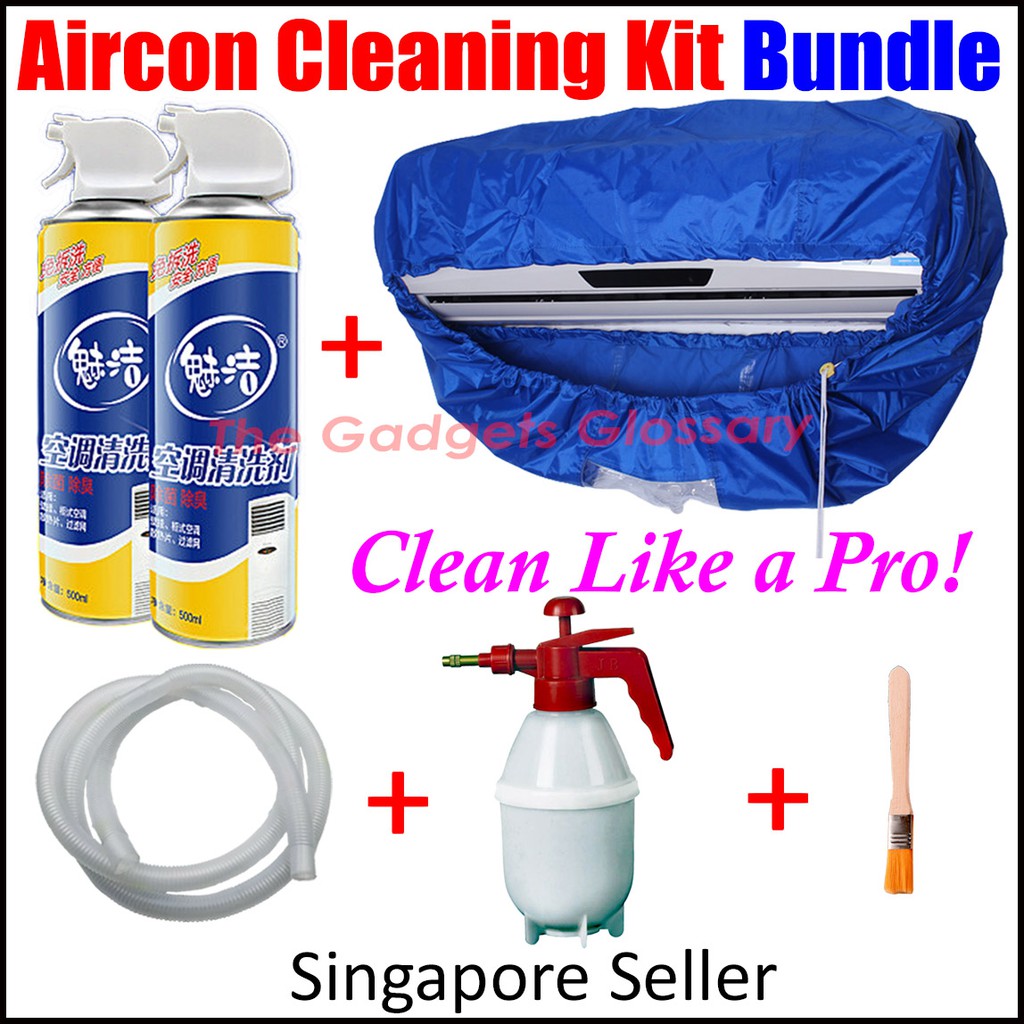 Air Conditioner Con Cleaning Kit Bundle Aircon Bag Servicing Spray