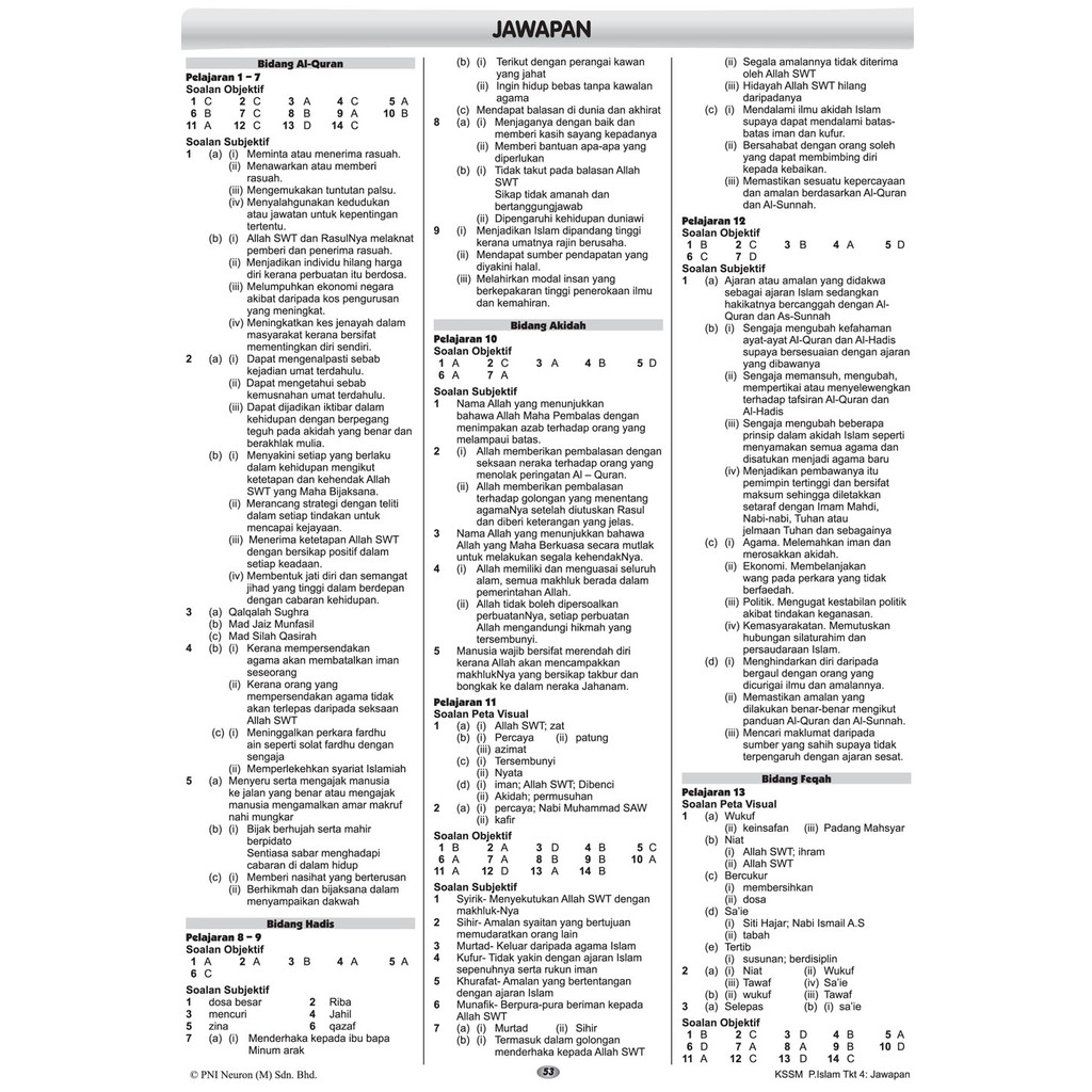 Jawapan Soalan Buku Teks Pendidikan Islam Tingkatan 4