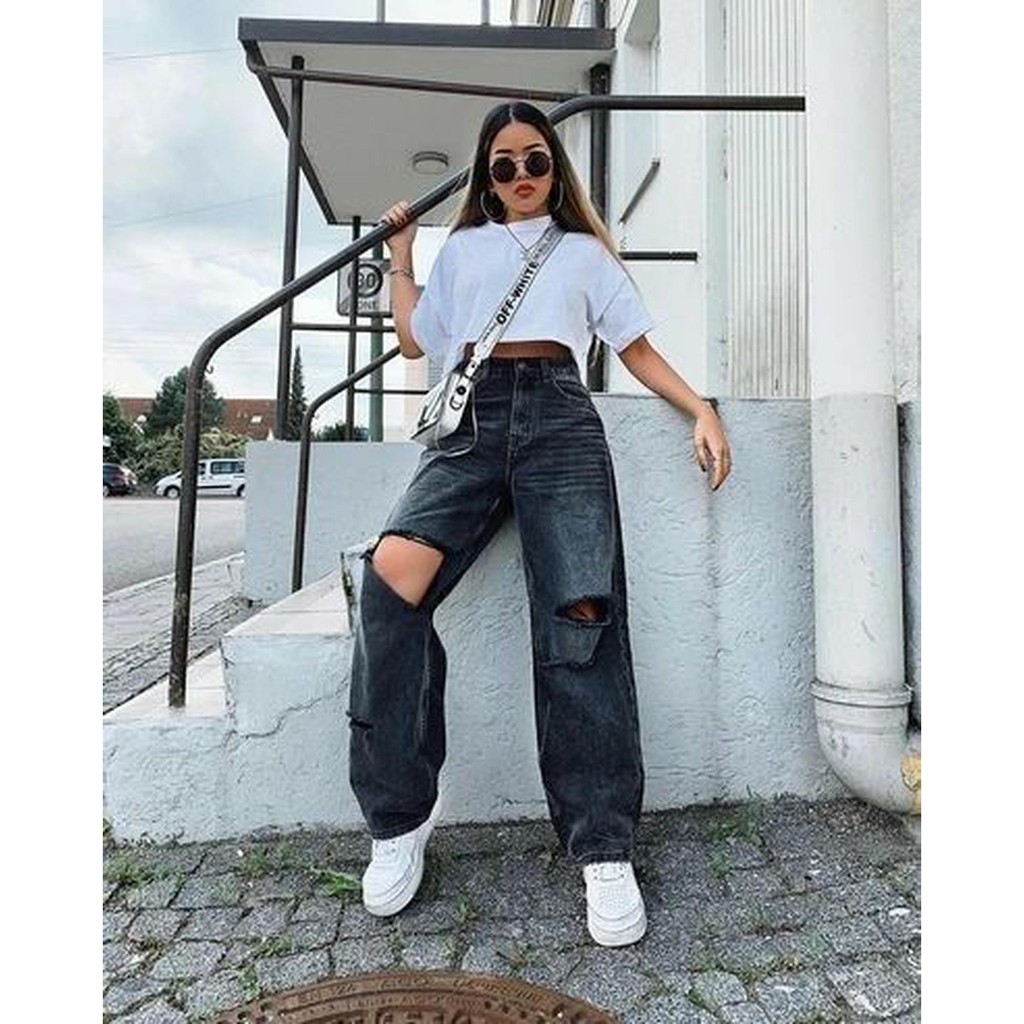 wide leg jeans outfit korean