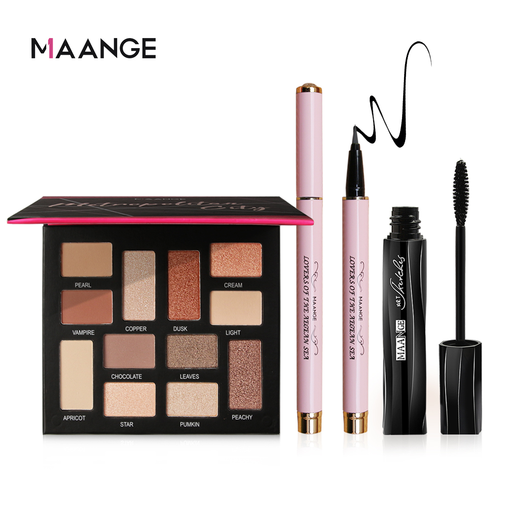 MAANGE 3Piece Eye Makeup Set Eye Makeup Eyeshadow Eyeliner Mascara