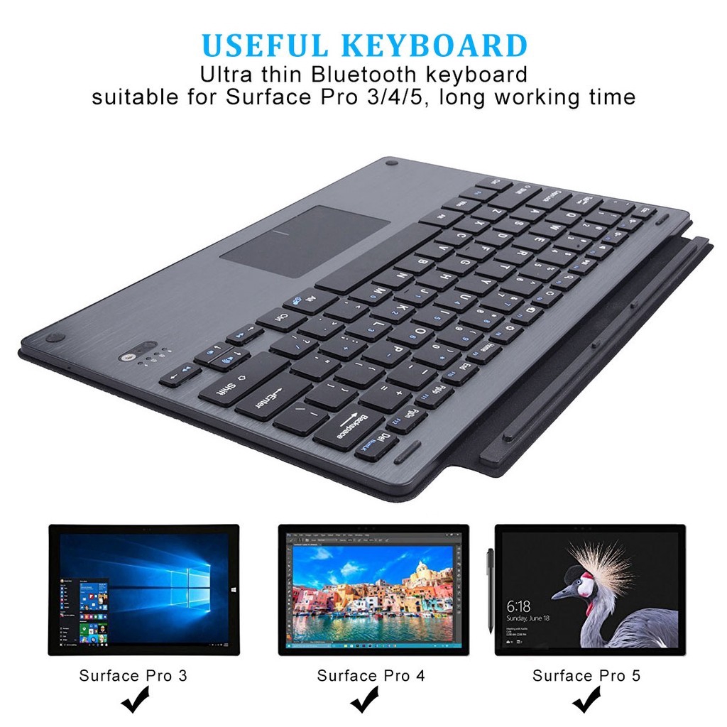 Bluetooth Keyboard For Surface Pro 3 4 5 Ultra Thin Wireless Keyboard Black Shopee Singapore