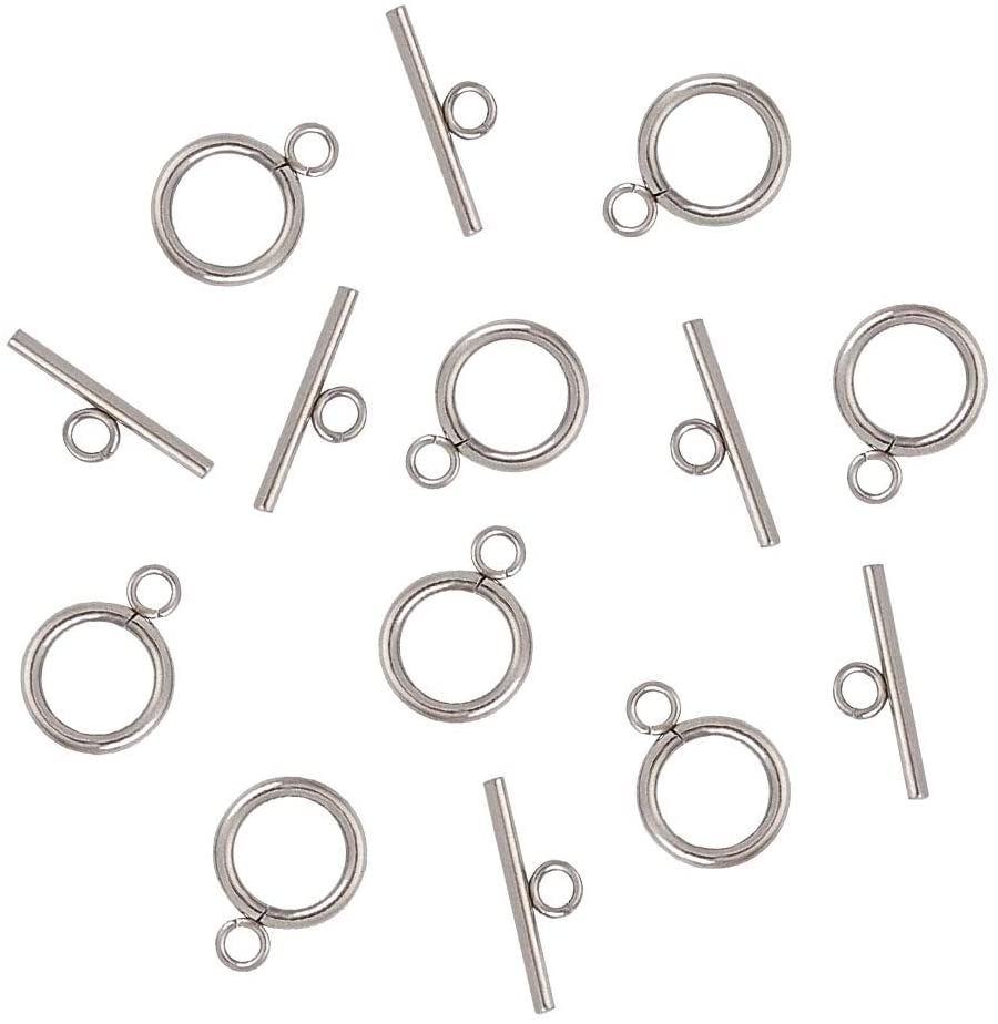 Silver UNICRAFTALE 10 Sets Stainless Steel Toggle Clasps & Tbar Clasps for Necklace Bracelet Jewelry Making 