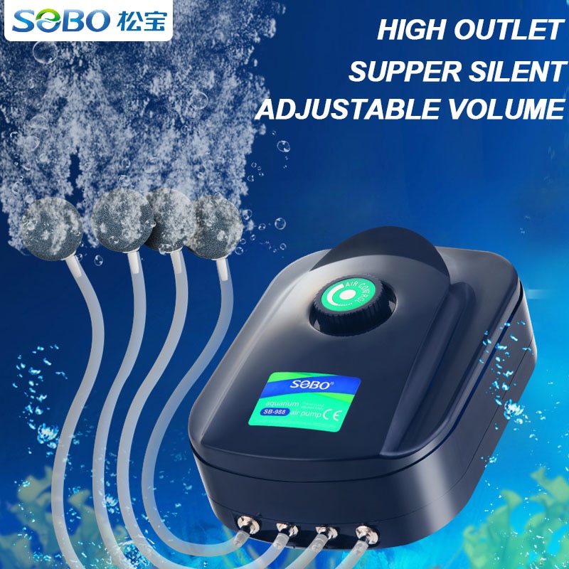 SOBO Super Silent 8W 12W Aquarium Oxygen Air Pump Fish Tank Adjustable