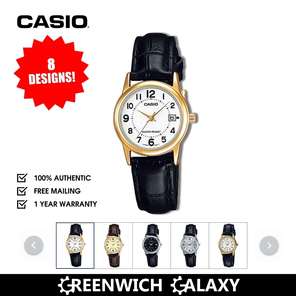 Casio Small Leather Analog Watch Ltp V002 Series Shopee Singapore